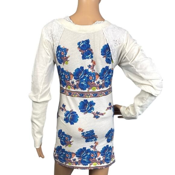 Vintage Y2k Free People Mini Dress Floral Lace Detail Size L Bohemian Retro Fall - Picture 3 of 10